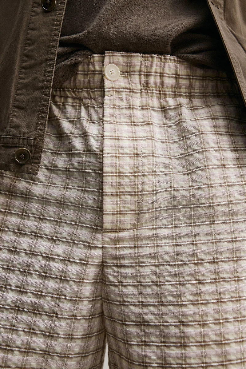 TEXTURED PLAID SHORTS