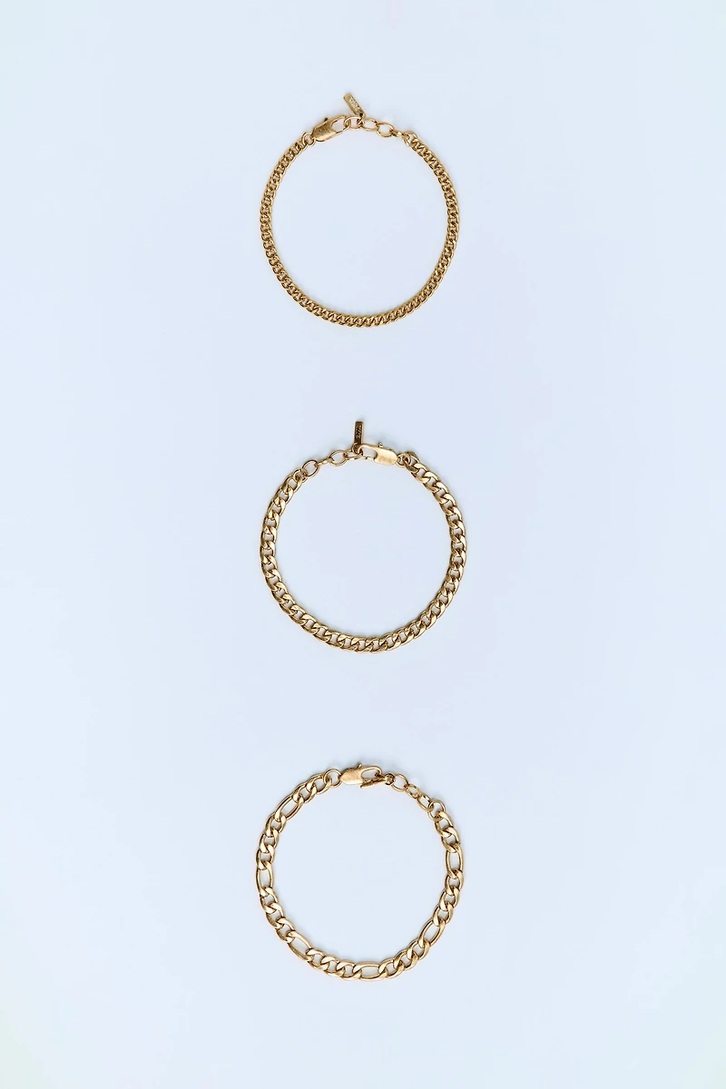 3-PACK OF LINK CHAIN BRACELETS