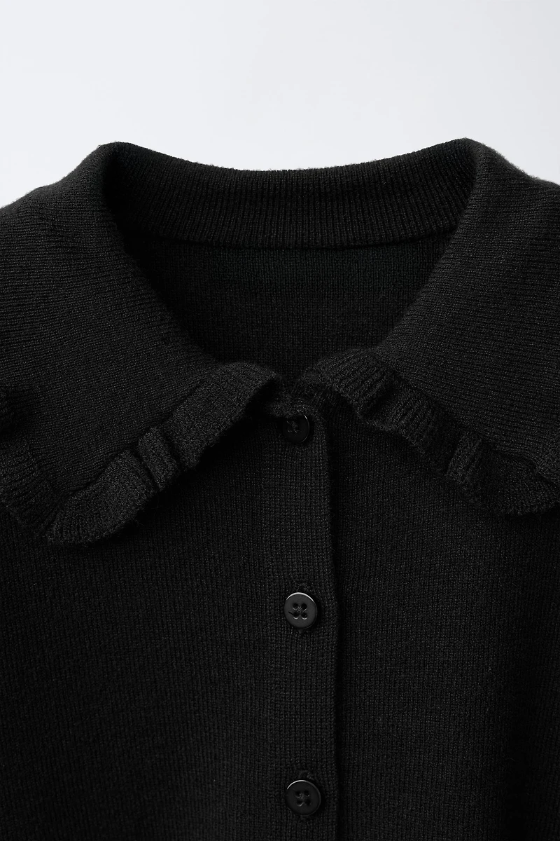 RUFFLED PETER PAN COLLAR CARDIGAN