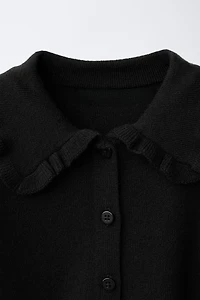 RUFFLED PETER PAN COLLAR CARDIGAN