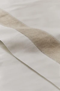 COTTON FLAT SHEET WITH LINEN BORDER