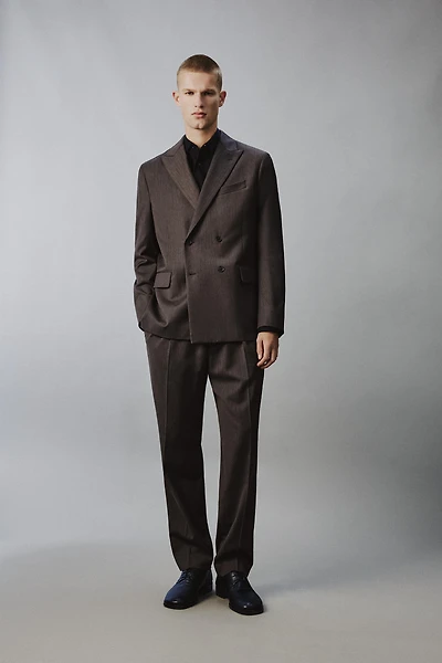 REGULAR FIT HERRINGBONE SUIT PANTS
