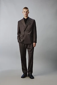 REGULAR FIT HERRINGBONE SUIT PANTS