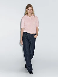 Pull polo en maille d’alpaga mélangé