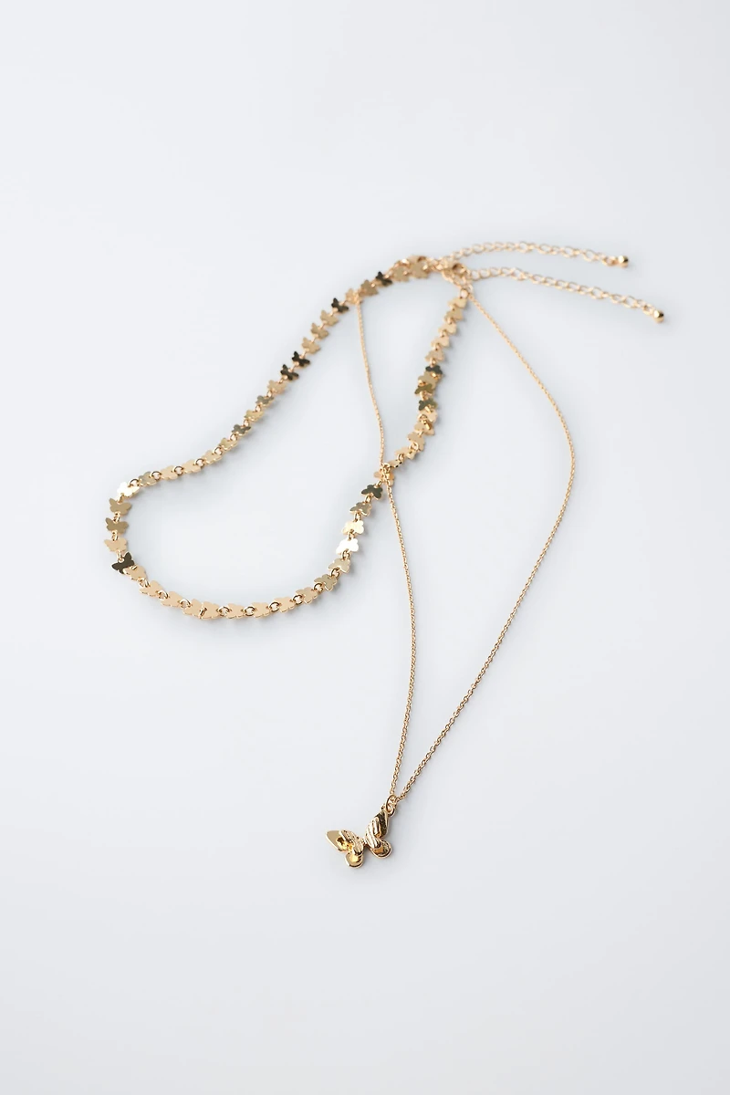 LOT DE DEUX COLLIERS PAPILLONS