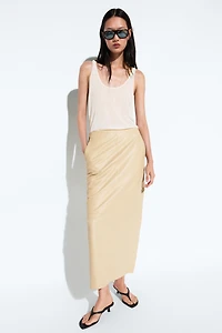 Nappa leather midi skirt