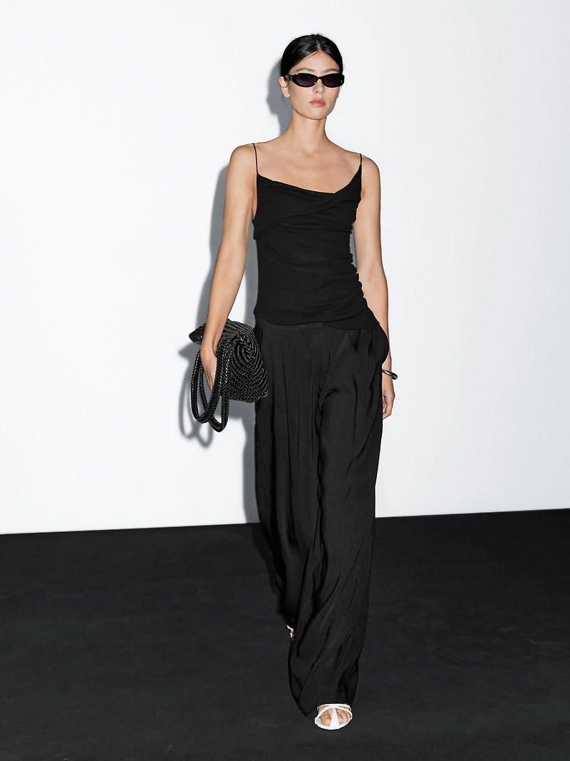 100% cotton top with asymmetric neckline