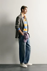 100% WOOL RELAXED FIT PLAID BLAZER