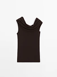 Top à col asymétrique 100 % coton
