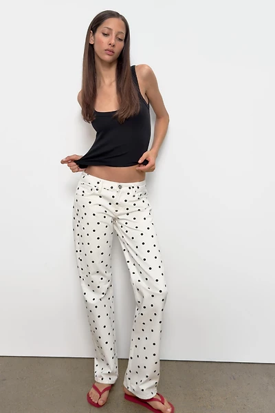 TRF LOW RISE WIDE LEG POLKA DOT JEANS