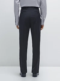 Plain wool suit trousers