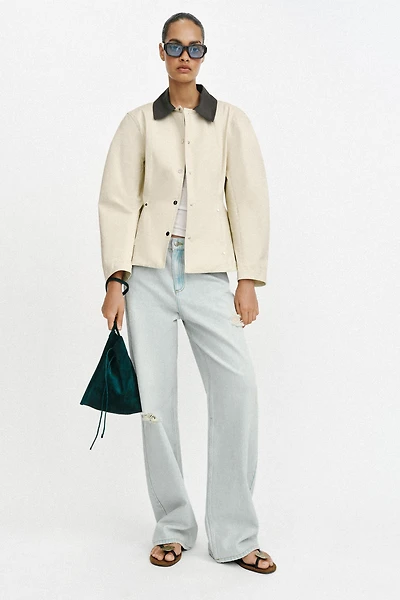 BLOUSON COL CONTRASTANT À BASQUE