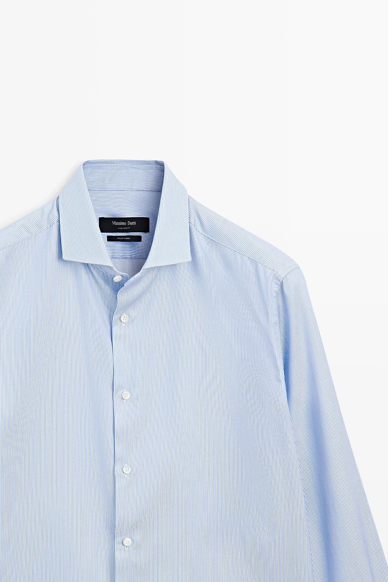 Slim fit striped 100% cotton shirt