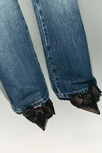 SATIN EFFECT SLINGBACK HEELS WITH BOW