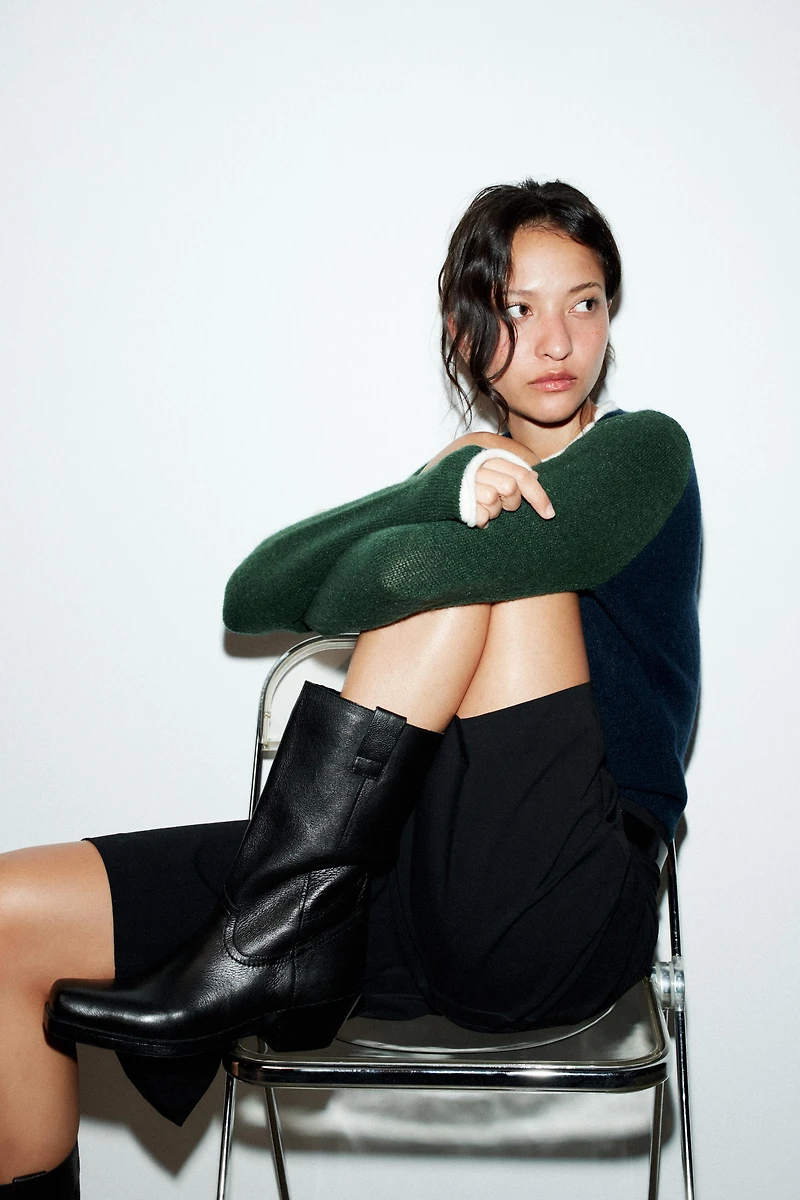 BOTTINES COW-BOY EN CUIR
