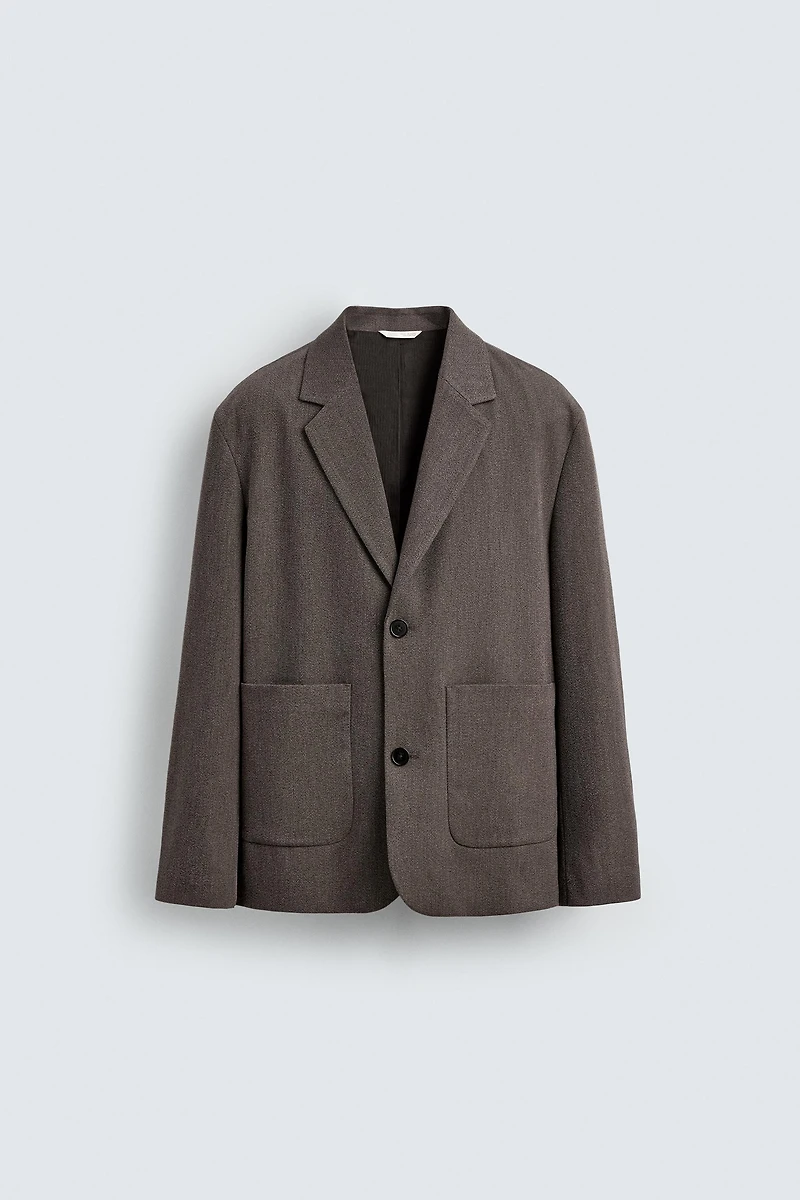 RELAXED FIT TEXTURED SUIT BLAZER