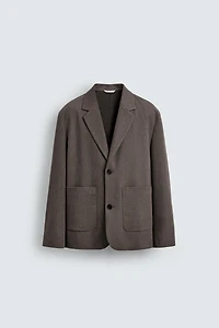 RELAXED FIT TEXTURED SUIT BLAZER