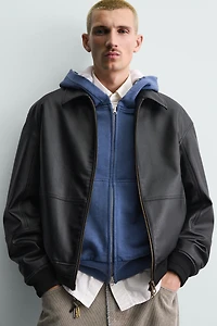 FAUX LEATHER BOMBER JACKET
