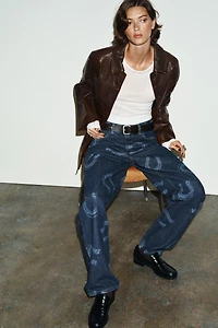 HIGH WAIST HORSESHOE TRF BARREL JEANS