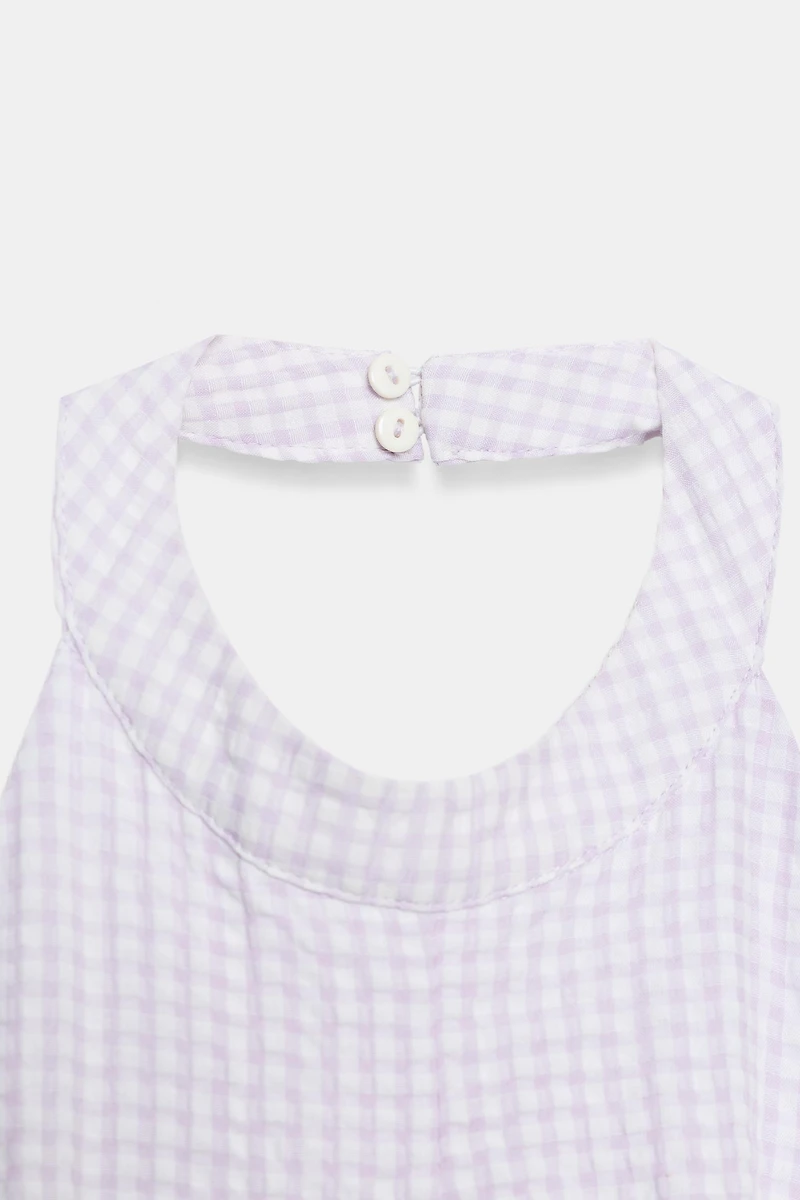 GINGHAM HALTER VOLUMINOUS DRESS