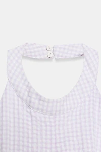 GINGHAM HALTER VOLUMINOUS DRESS