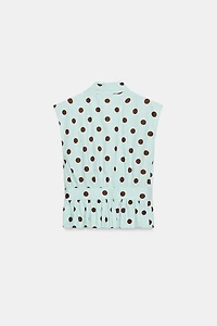 SLEEVELESS POLKA DOT BOW SHIRT