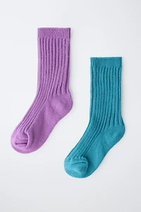 TWO-PACK RIBBED MID-CALF SOCKS