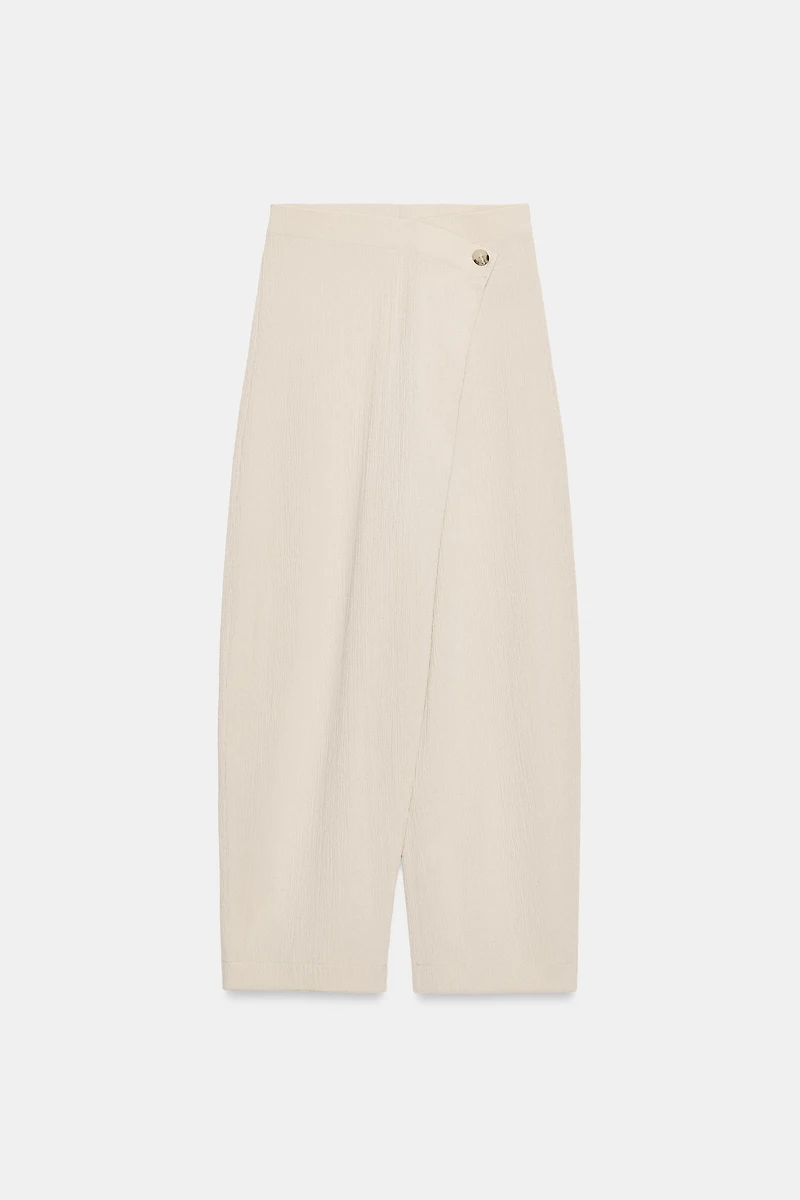 TEXTURED WRAP PANTS