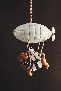DOG HOT AIR BALLOON CHRISTMAS TREE ORNAMENT