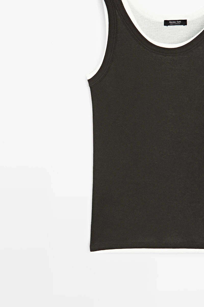 Double-layer strappy top with jewel detail