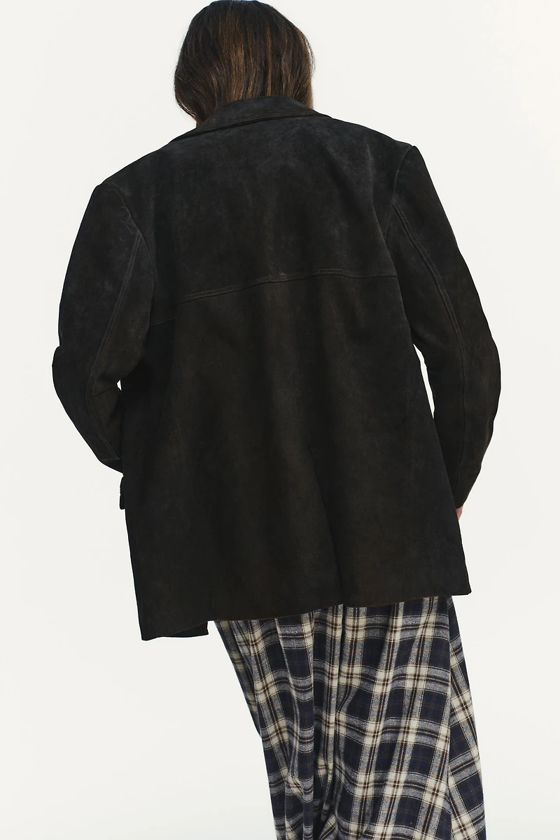 100% SUEDE LEATHER BLAZER WITH POCKETS