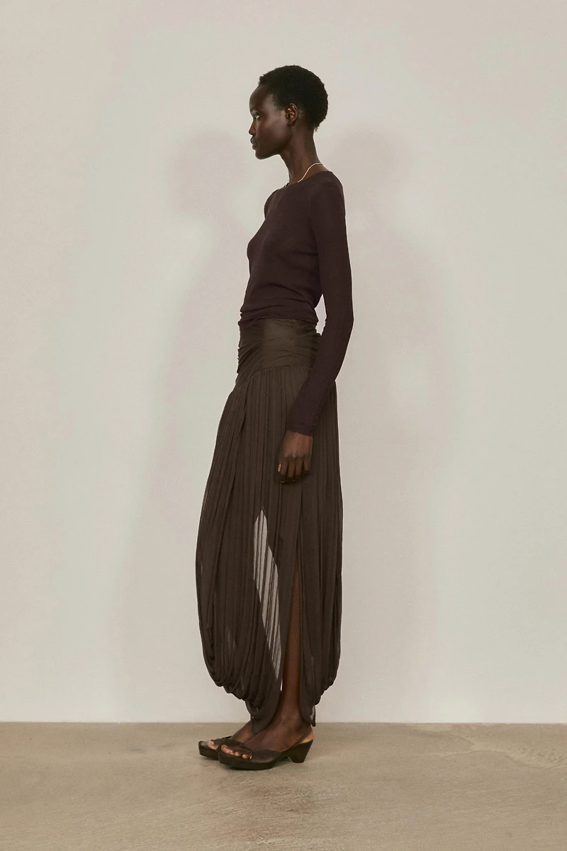 Transparent silk blend top with long sleeves - LIMITED EDITION