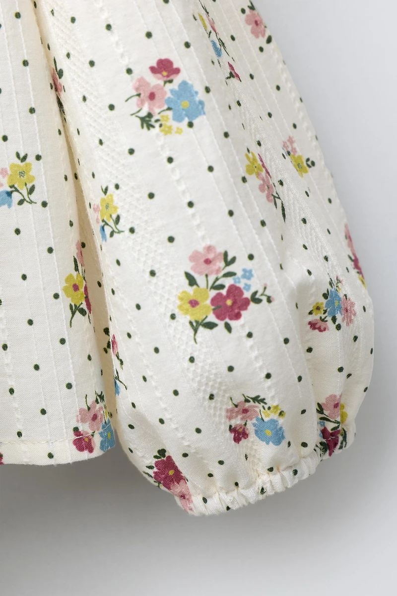 LACE TRIM FLORAL PRINT SHIRT