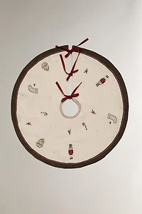 DÉCORATION PIED SAPIN BRODÉE NOËL