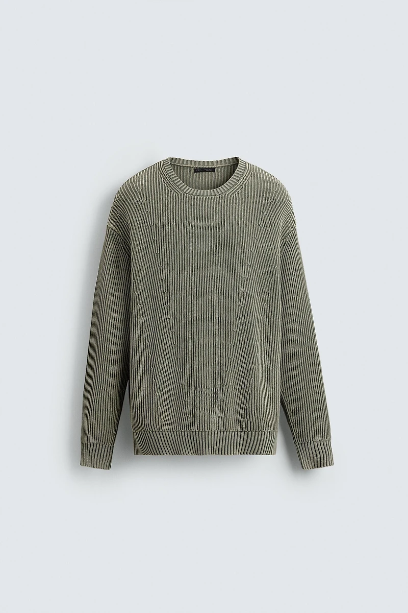 WASHED RIBBED SWEATER