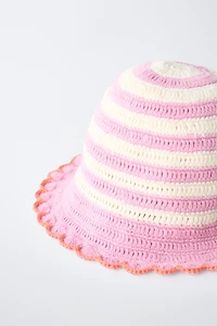 STRIPED CROCHET KNIT HAT