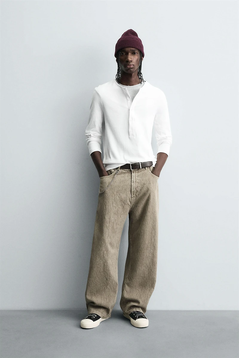 WASHED PRINT BAGGY FIT PANTS