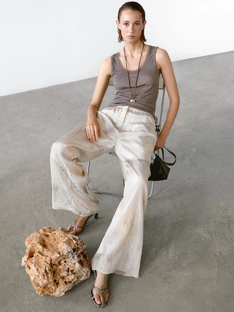 Pantalon droit fluide imprimé