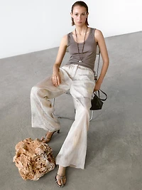 Pantalon droit fluide imprimé