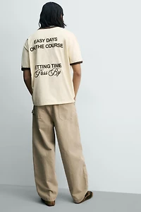 CONTRAST RIB TEXT T-SHIRT