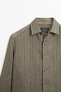 100% linen regular fit striped shirt