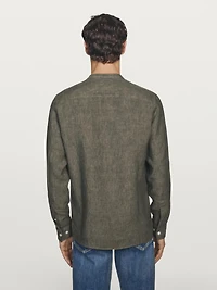 Chemise col mao 100 % lin