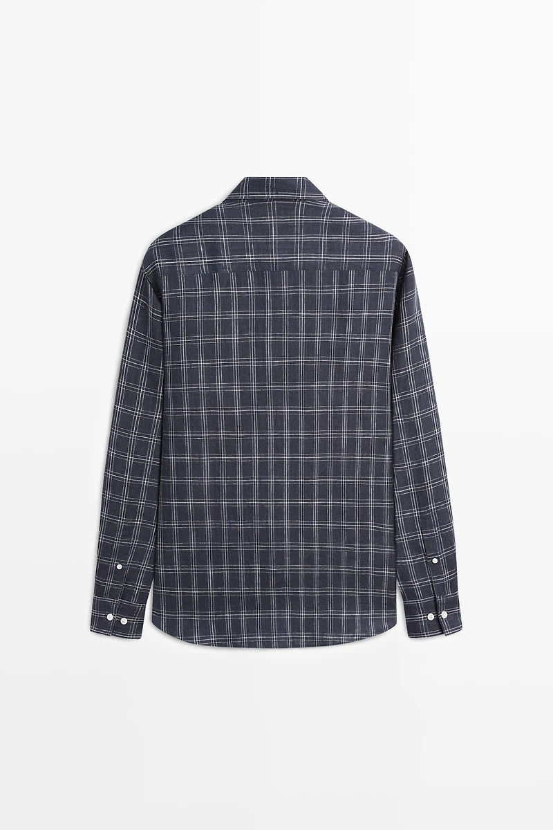 100% linen regular fit check shirt