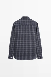100% linen regular fit check shirt