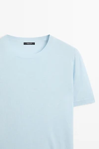 Short-sleeve fine-knit sweater