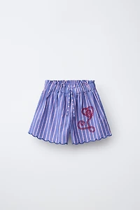 SISSEL EDELBO X ZARA KIDS EMBROIDERED STRIPED SHORTS