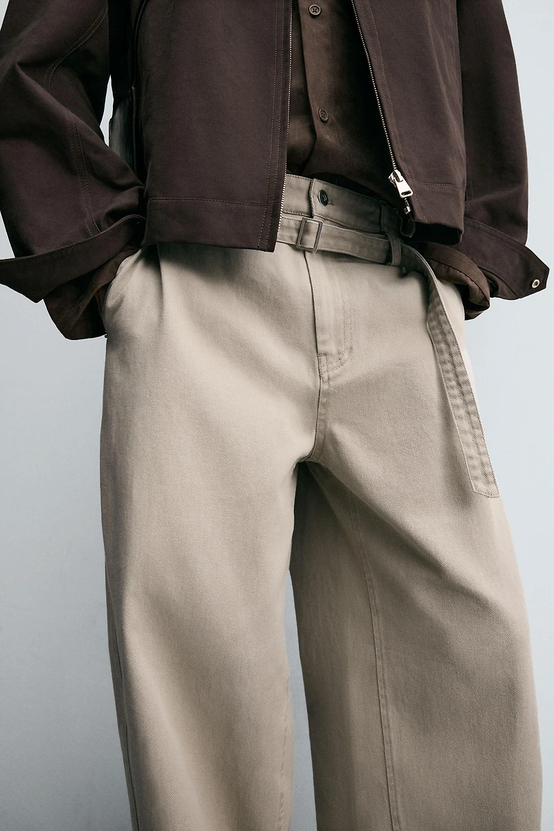 WIDE BALLOON FIT PANTS WITH BELT