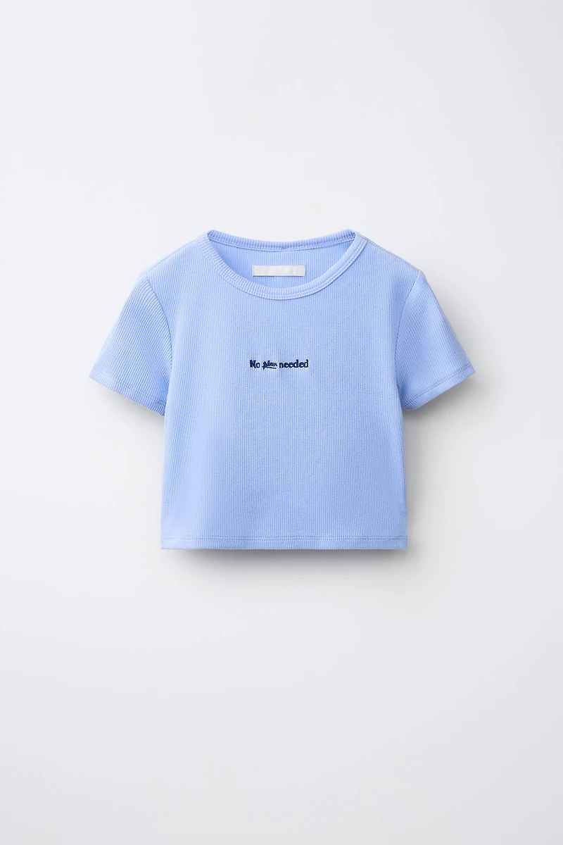 STRIPED SHIRT AND EMBROIDERED RIB T-SHIRT SET