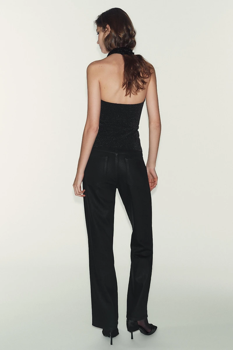 SHINY STRETCH BANDEAU TOP