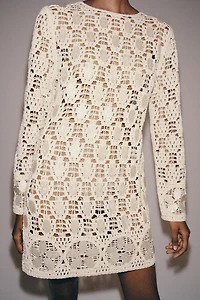 BEADED OPEN-KNIT DRESS